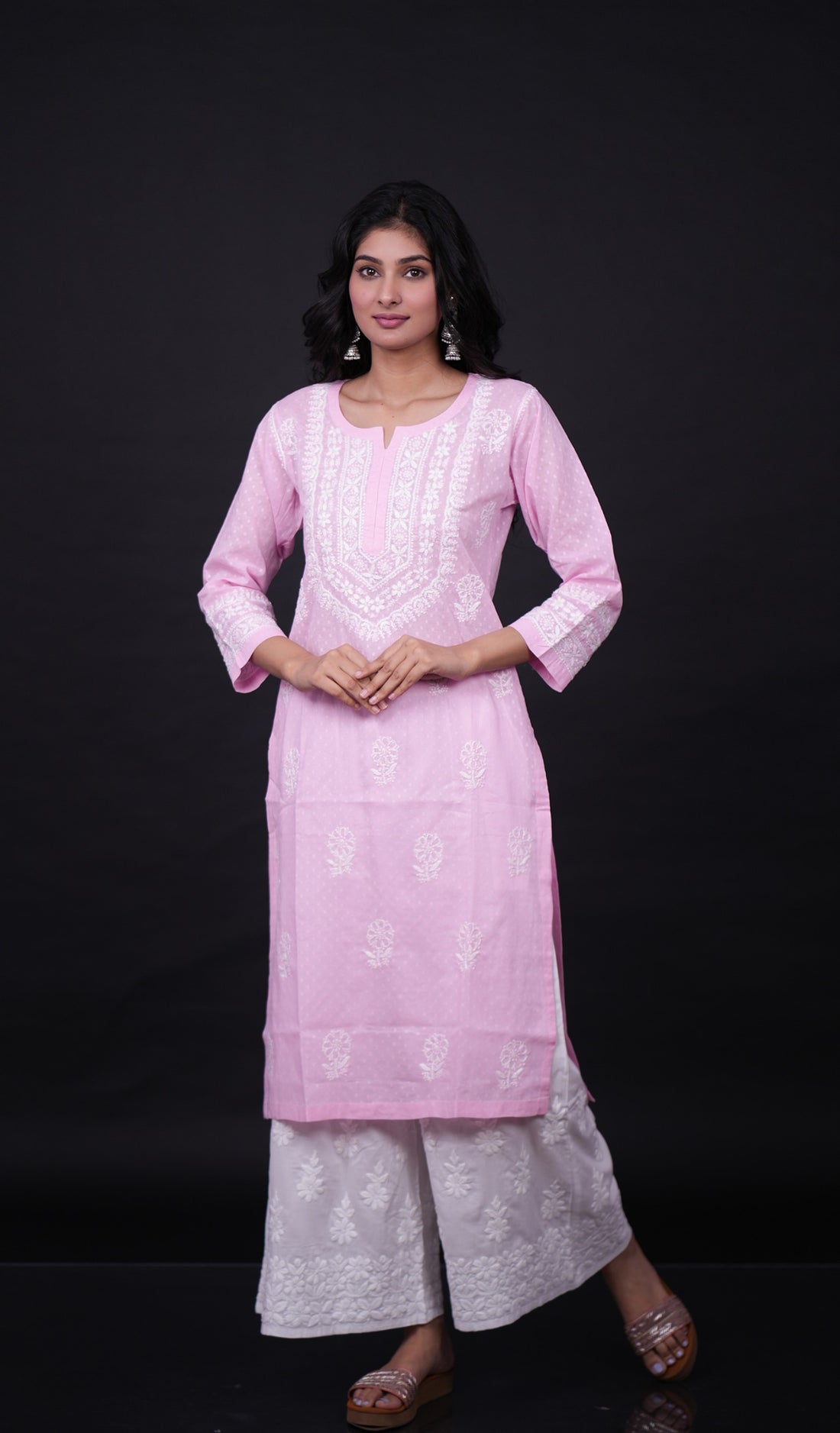 Aastha Women's Lucknowi Handcrafted Cotton Chikankari Kurti - HONC0161051