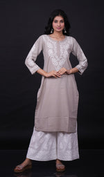 Load image into Gallery viewer, Women&#39;s Lucknowi Handcrafted Cotton Chikankari Kurti - HONC0171728