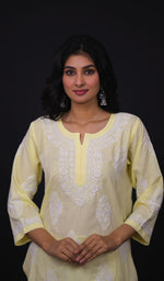 Load image into Gallery viewer, Women&#39;s Lucknowi Handcrafted Cotton Chikankari Kurti - HONC0129493