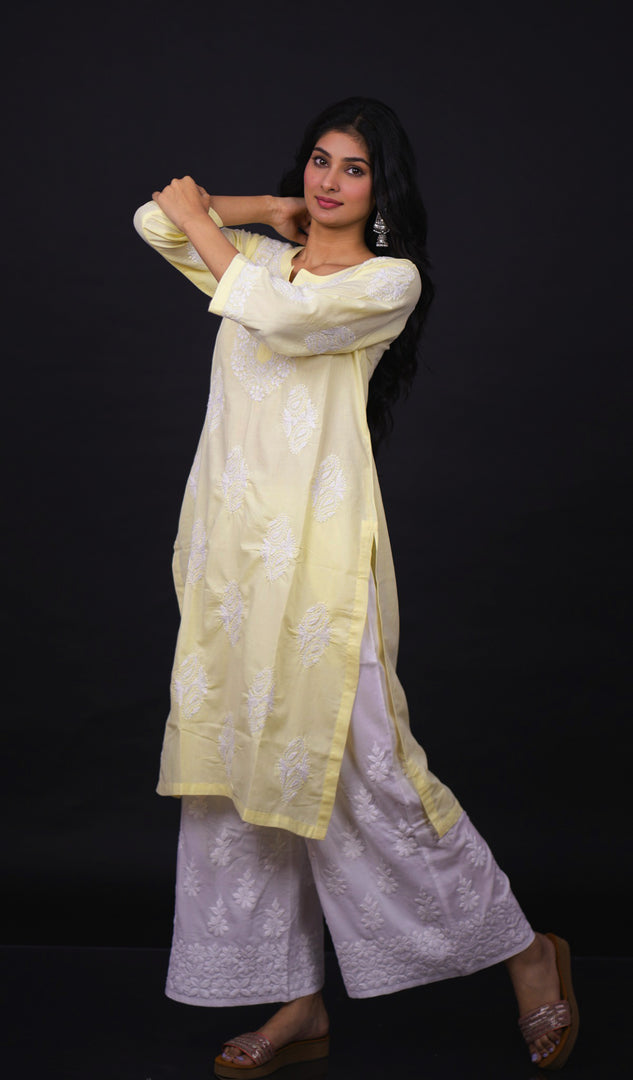 Women's Lucknowi Handcrafted Cotton Chikankari Kurti - HONC0129493
