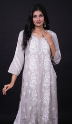 将图像加载到图库查看器中， Anum Women&#39;s Lucknowi Handcrafted Modal Cotton Chikankari Kurti - HONC0179055
