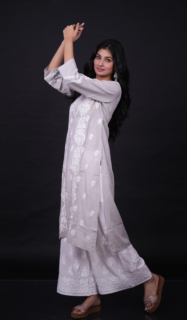 Anum Women's Lucknowi Handcrafted Modal Cotton Chikankari Kurti - HONC0179055