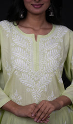 Load image into Gallery viewer, Women&#39;s Lucknowi Handcrafted Cotton Chikankari Kurti- HONC0138240