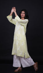 Load image into Gallery viewer, Women&#39;s Lucknowi Handcrafted Cotton Chikankari Kurti- HONC0138240