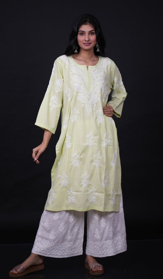Women's Lucknowi Handcrafted Cotton Chikankari Kurti- HONC0138240