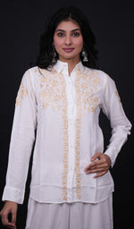 Load image into Gallery viewer, Women&#39;s Lakhnavi Handcrafted Modal Cotton Chikankari Top - HONC0171750
