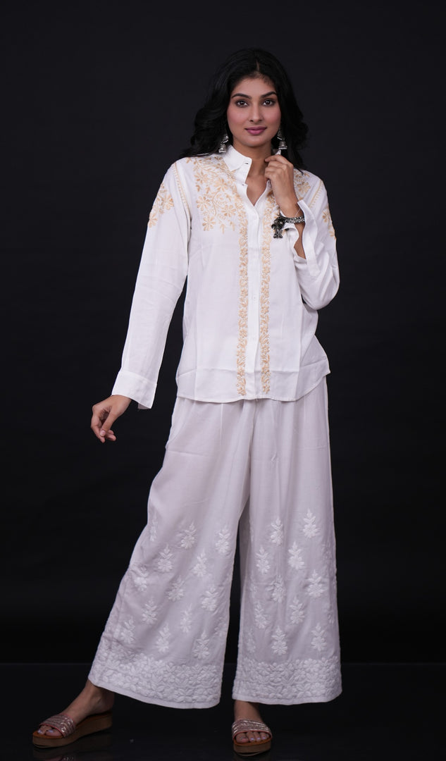Women's Lakhnavi Handcrafted Modal Cotton Chikankari Top - HONC0171750