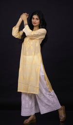 Load image into Gallery viewer, Zainab Women&#39;s Lucknowi Handcrafted Muslin Chikankari Kurti -HONC0163086