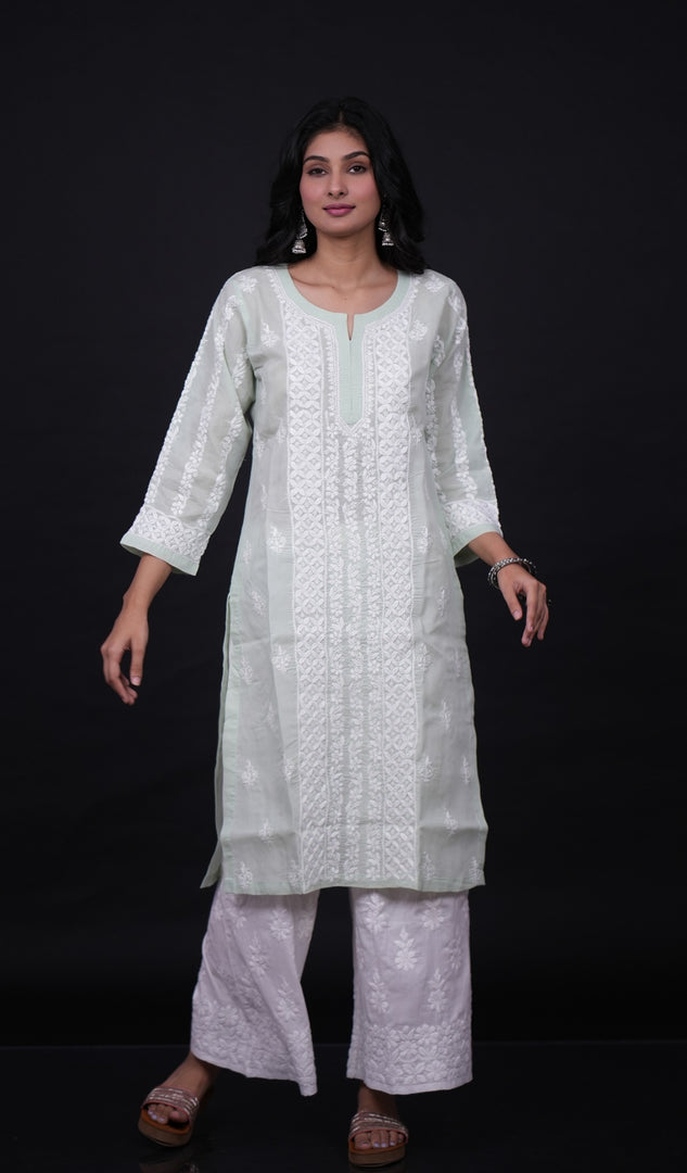 Jubina Women's Lucknowi Handcrafted Cotton Chikankari Kurti - HONC0164318