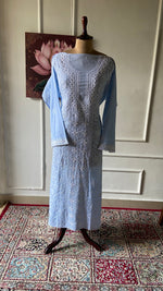 Load image into Gallery viewer, Women's Lakhnavi Handcrafted Cotton Chikankari Semi Stitched Kurti Fabric - HONC0348850