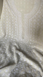 Load image into Gallery viewer, Lucknowi Handcrafted Pure Silk Georgette Chikankari Unstitched Men's Kurta Fabric - HONC0333624
