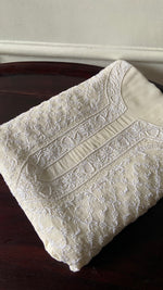 Load image into Gallery viewer, Lucknowi Handcrafted Pure Silk Georgette Chikankari Unstitched Men's Kurta Fabric - HONC0333625