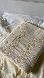 将图像加载到图库查看器中， Women's Lakhnavi Handcrafted Unstitched Cotton Chikankari Kurta Dupatta Set - HONC0362873