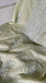 Load image into Gallery viewer, ‹› Women's Lakhnavi Handcrafted Chanderi Silk Unstitched Chikankari Full Suit - HONC0354635