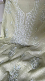 Load image into Gallery viewer, ‹› Women's Lakhnavi Handcrafted Chanderi Silk Unstitched Chikankari Full Suit - HONC0354635