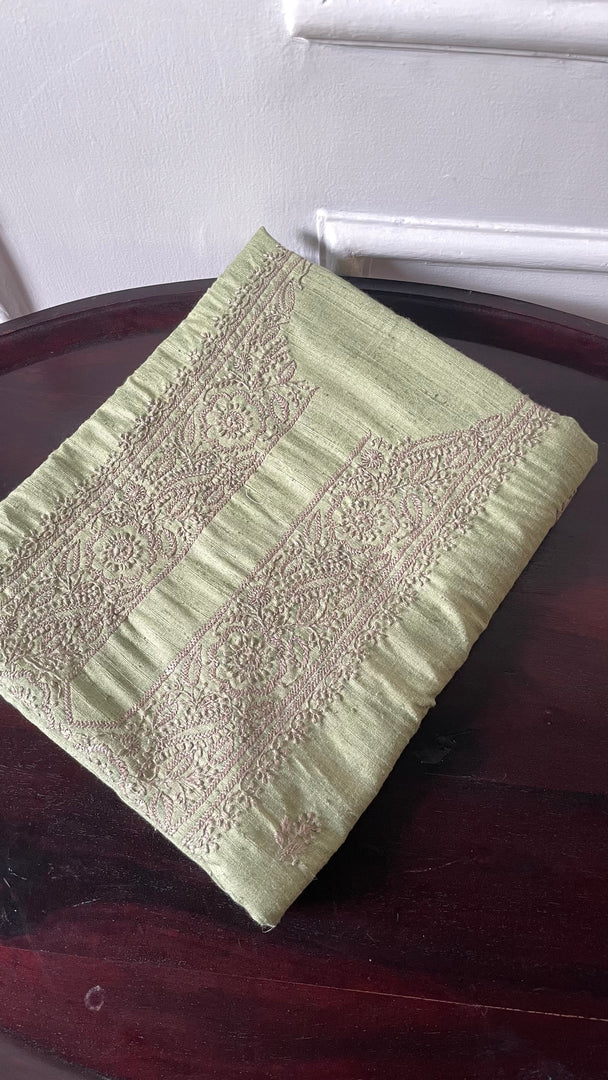 Lucknowi Handcrafted Cotton Chikankari Unstitched Men's Kurta Fabric - HONC0283357