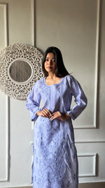 Load image into Gallery viewer, Women's Lakhnavi Handcrafted Cotton Chikankari Kurti - HONC0347155