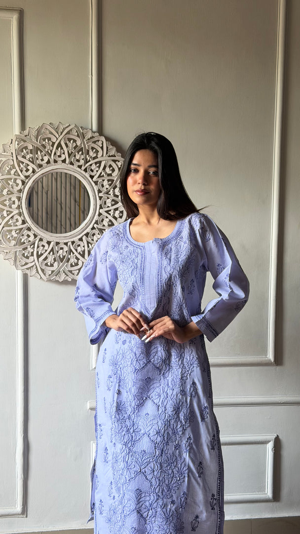 Women's Lakhnavi Handcrafted Cotton Chikankari Kurti - HONC0347155