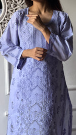Load image into Gallery viewer, Women's Lakhnavi Handcrafted Cotton Chikankari Kurti - HONC0347155