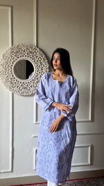 Load image into Gallery viewer, Women's Lakhnavi Handcrafted Cotton Chikankari Kurti - HONC0347155