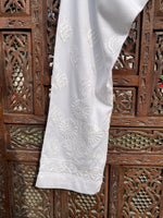 将图像加载到图库查看器中， Women&#39;s Lucknowi Handcrafted Linen Cotton Chikankari Pant - HONC0244639
