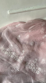 将图像加载到图库查看器中， Women's Lakhnavi Handcrafted Pure Organza Chikankari Unstitched Kurta and Dupatta Set - HONC0361463