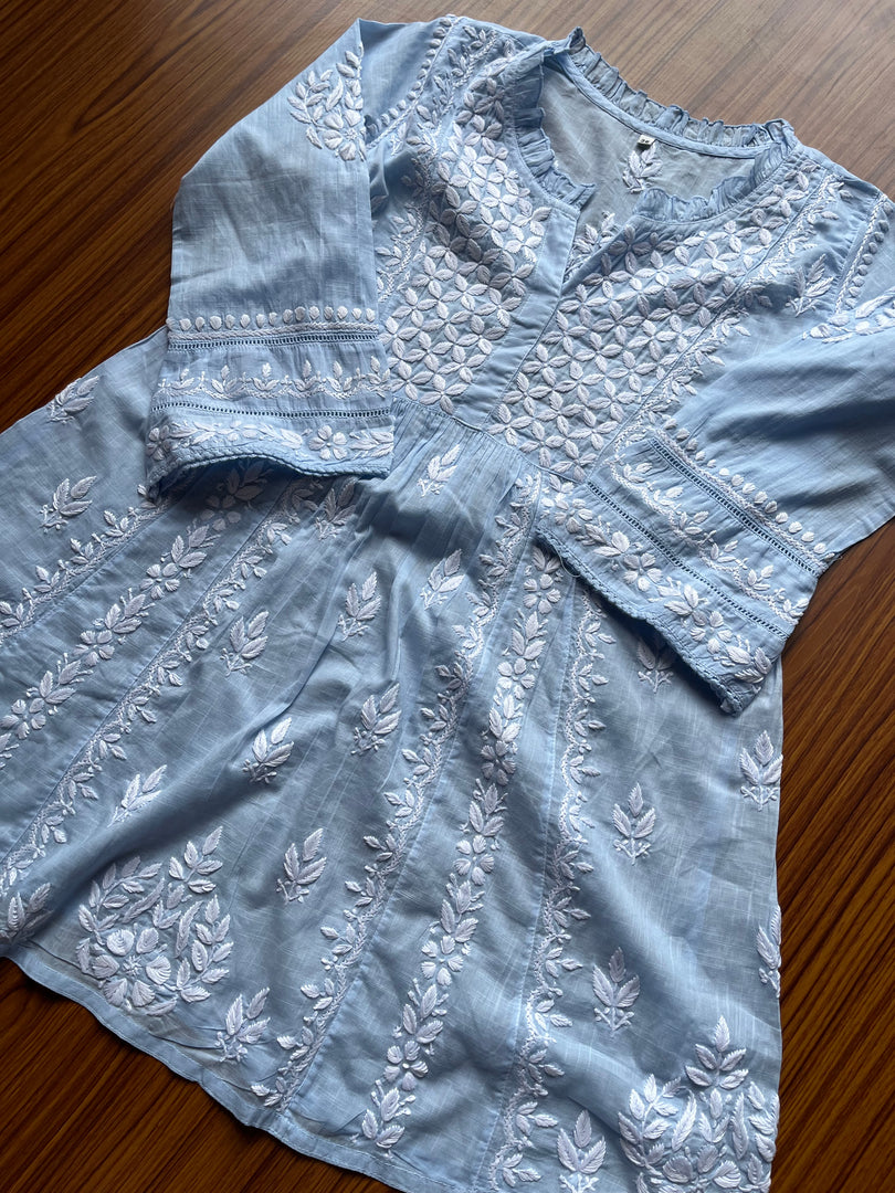 Women's Lakhnavi Handcrafted Cotton Chikankari Top - HONC0282137