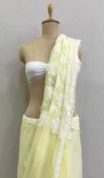 将图像加载到图库查看器中， Women&#39;s Lucknowi Handcrafted Faux-Georgette Chikankari Saree - HONC0196354
