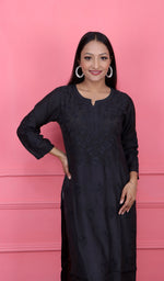 Load image into Gallery viewer, Zainab Women&#39;s Lucknowi Handcrafted Muslin Chikankari Kurti - HONC0163092
