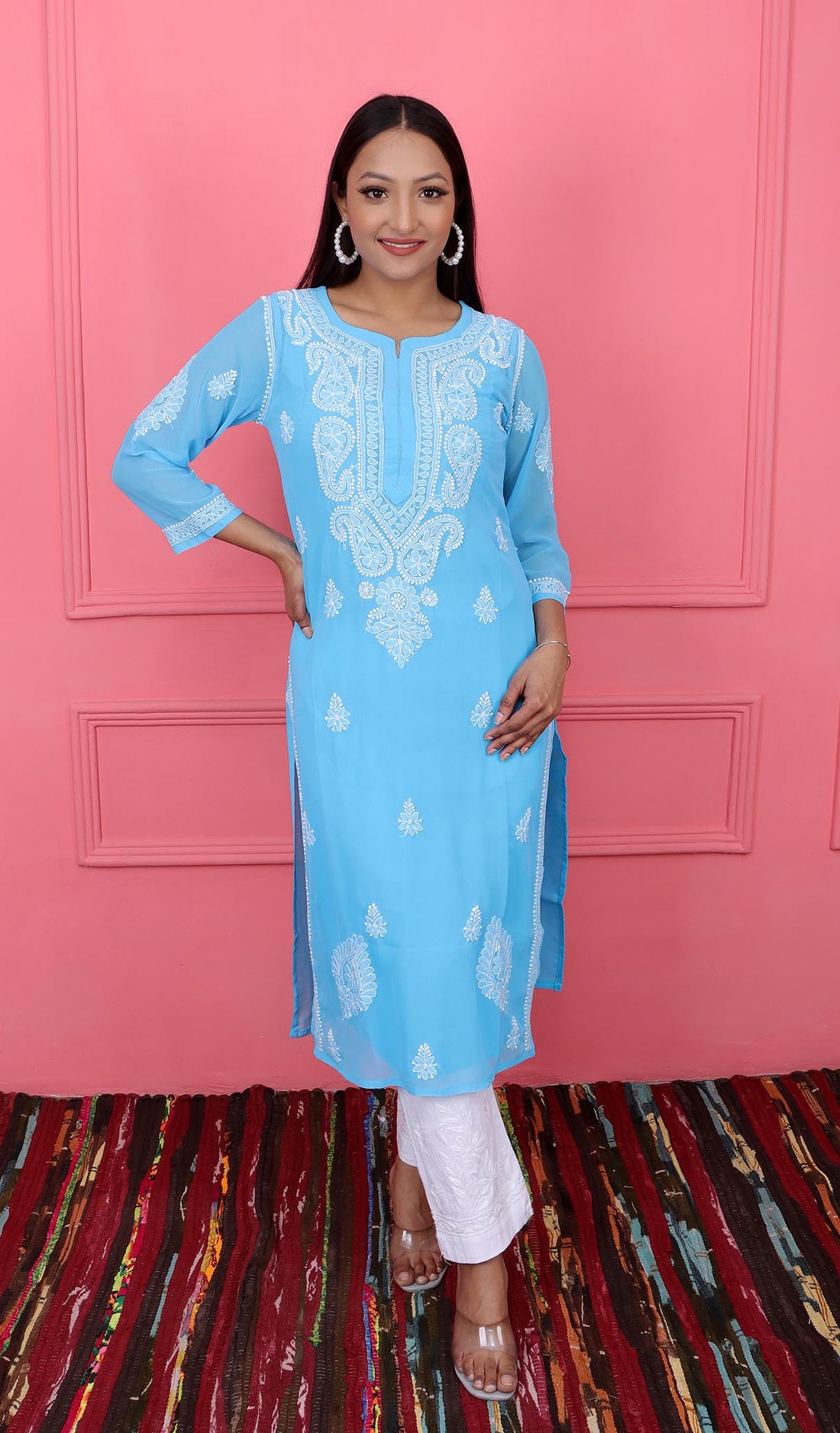 Blue Chikankari Kurti 