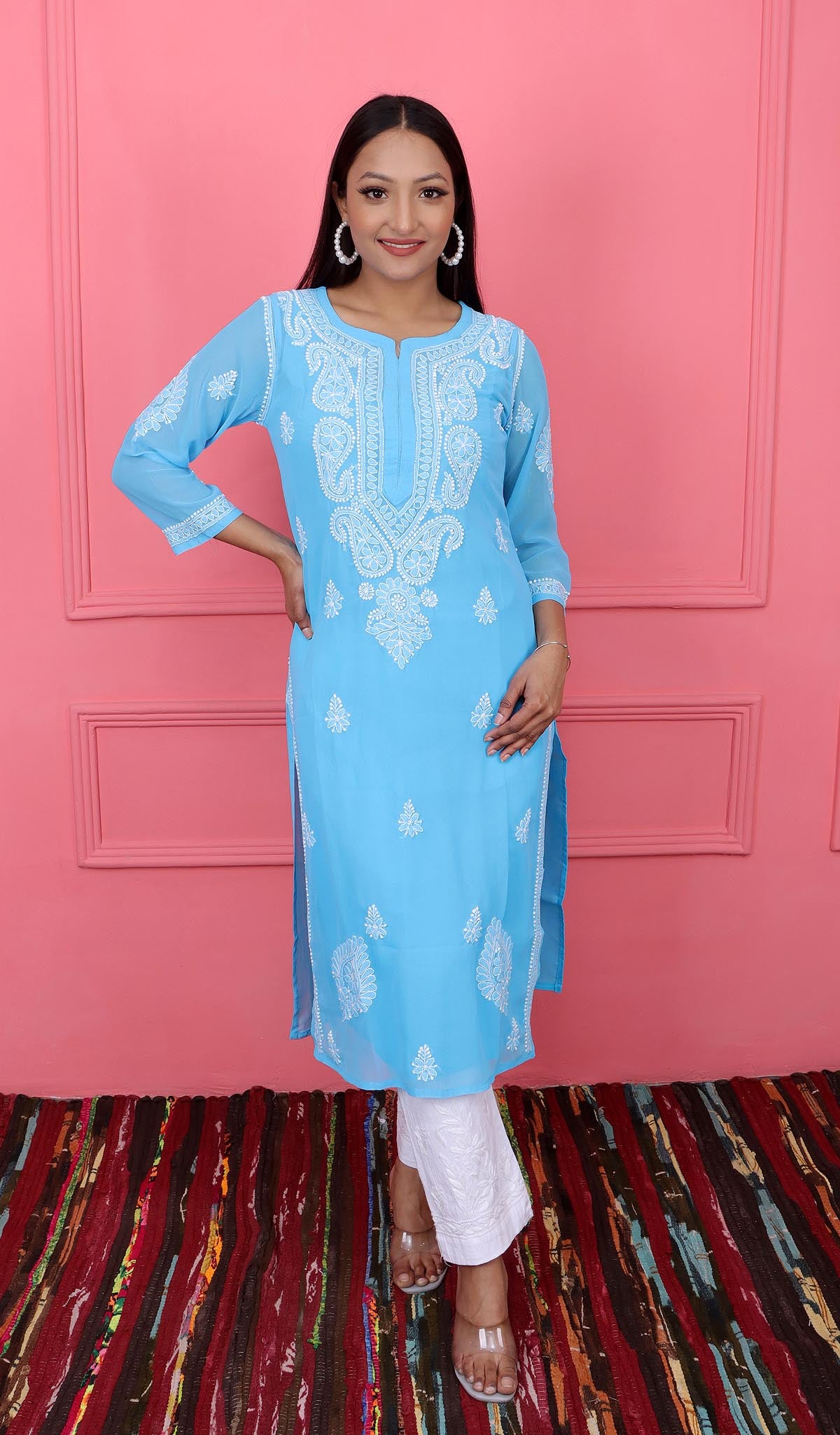 Blue Chikankari Kurti 