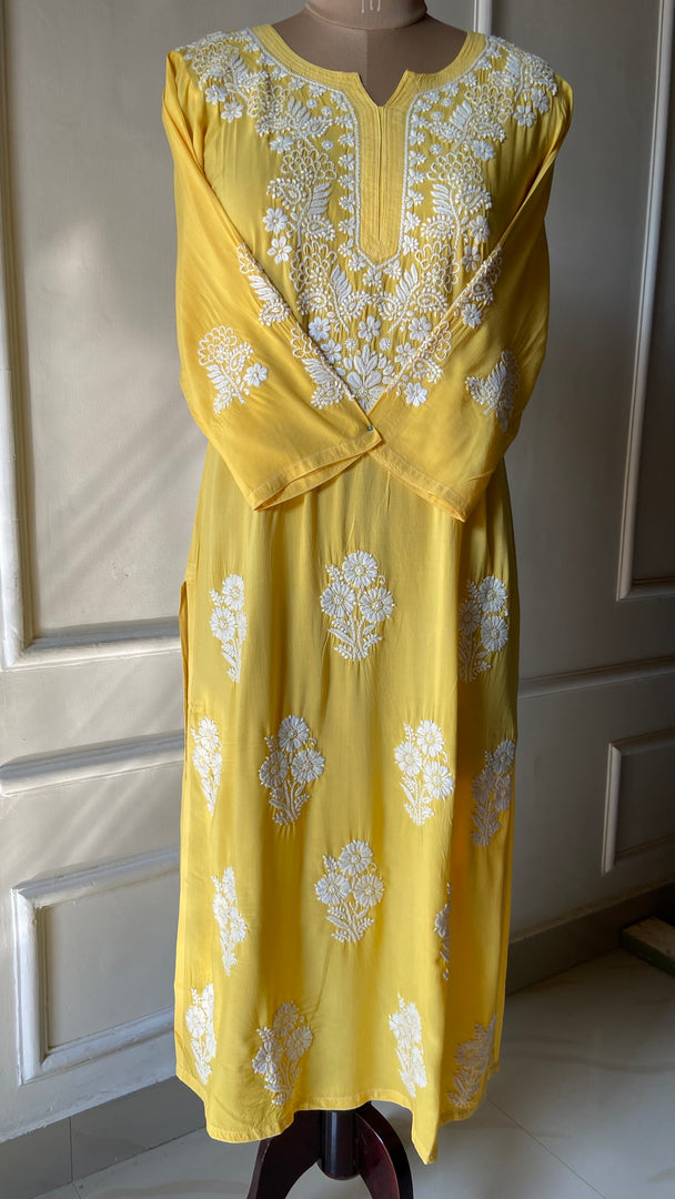 Women's Lucknowi Handcrafted  Modal  Cotton Chikankari Kurti - HONC0301031