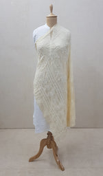 Load image into Gallery viewer, Women&#39;s Lucknowi Handcrafted Beige Faux-Georgette Chikankari Dupatta - NC046418

