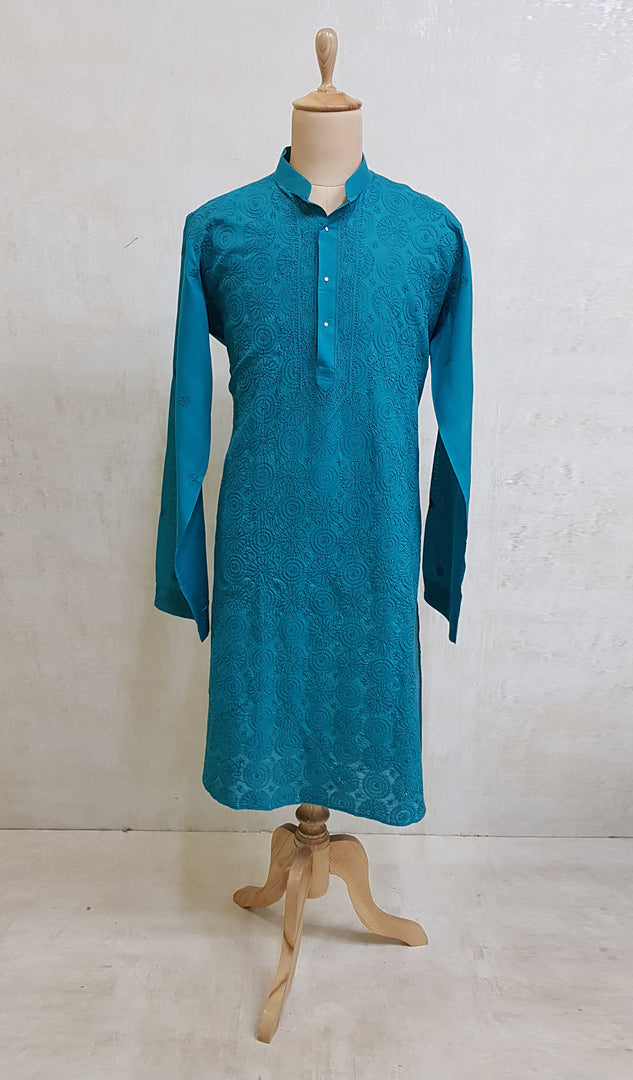 Men's Lucknowi Handcrafted Cotton Chikankari Kurta - NC0465027