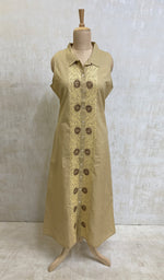 Load image into Gallery viewer, Women&#39;s Lucknowi Handcrafted Dark Beige Cotton Chikankari Kurti - NC049662
