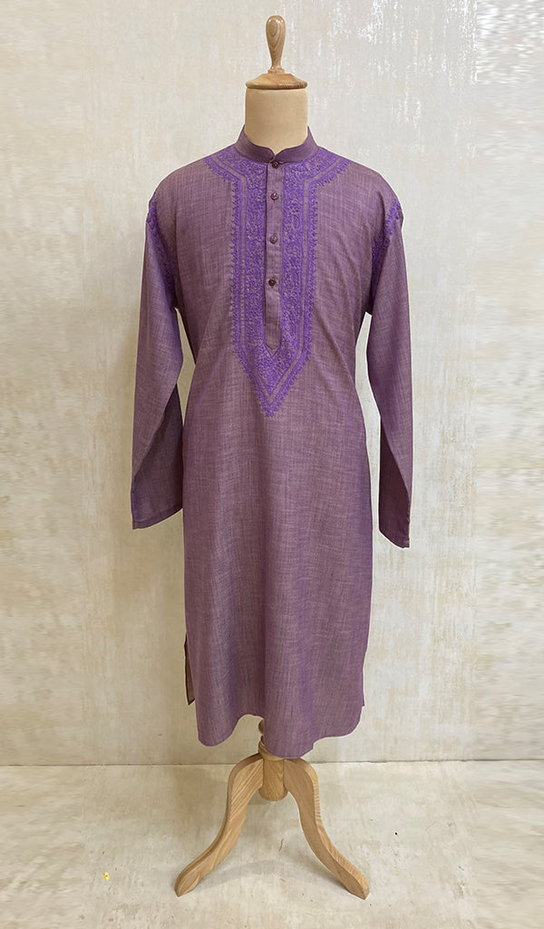 Men's Lucknowi Handcrafted Cotton Chikankari Kurta - NC053213