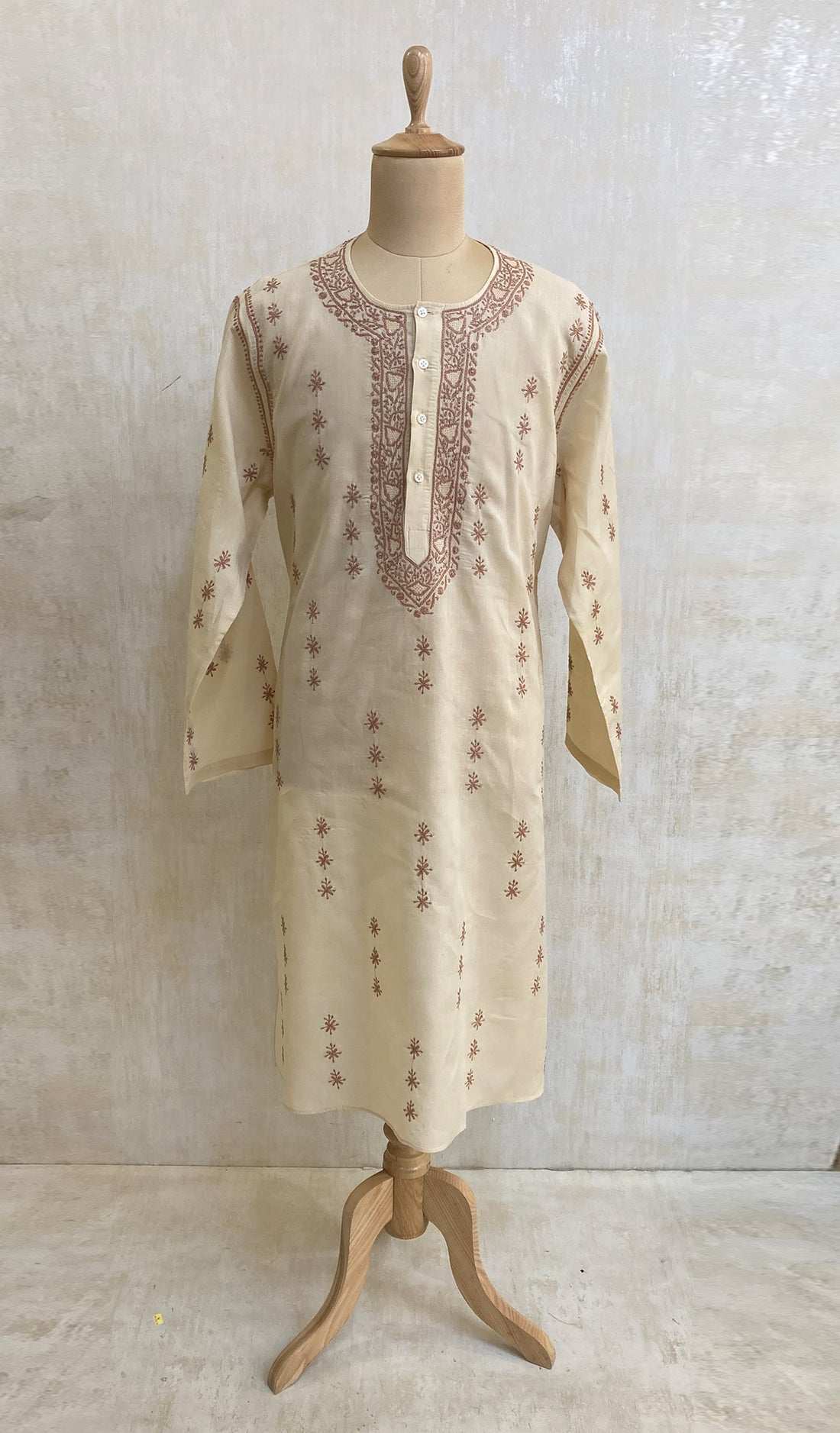 Men's Lucknowi Handcrafted Cotton Chikankari Kurta - NC053226