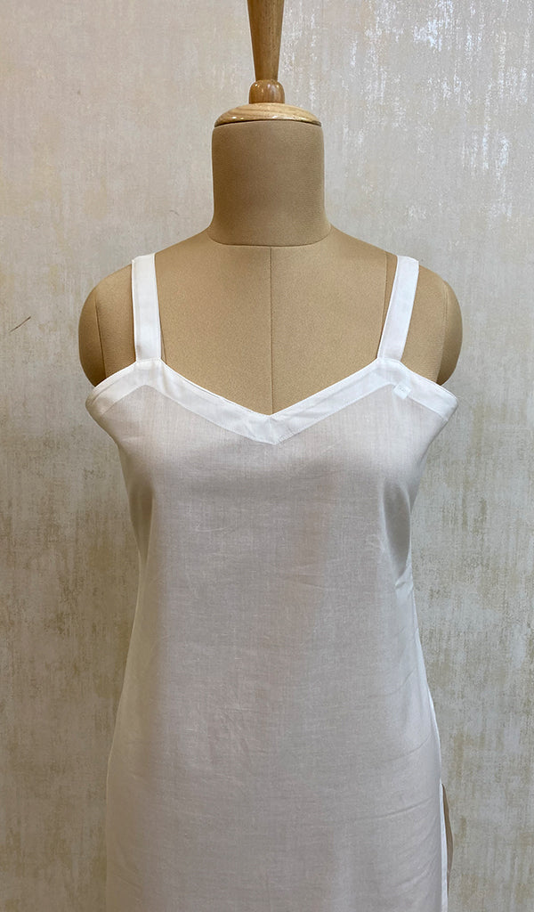 白色麻布棉长衬裙- NC041