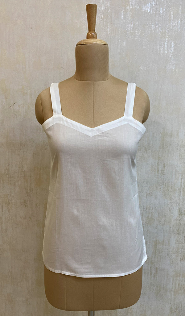 白色麻布棉质短衬裙- NC0413