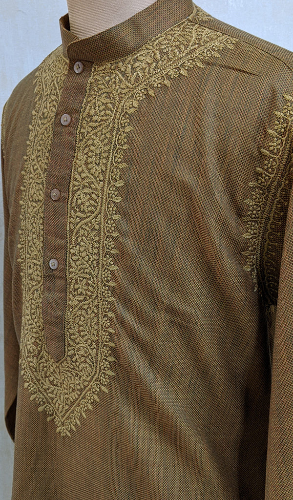Men's Lucknowi Handcrafted Cotton Chikankari Kurta - NC050828