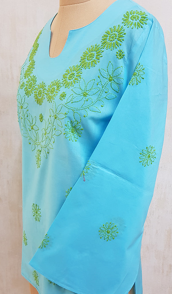 Women's Lucknowi Handcrafted Cotton Chikankari Top - NC051171
