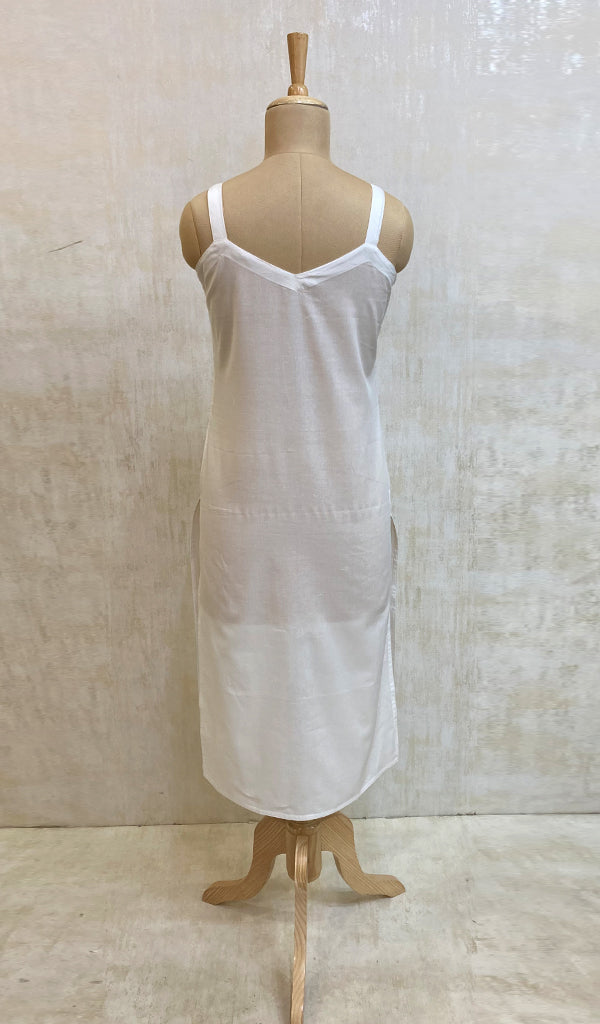 白色麻布棉长衬裙- NC041