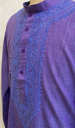 Load image into Gallery viewer, Men&#39;s Lucknowi Handcrafted Cotton Chikankari Kurta - NC053217
