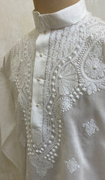 Load image into Gallery viewer, Men&#39;s Lucknowi Handcrafted Cotton Chikankari Kurta - N13199