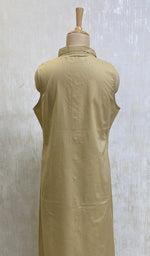 Load image into Gallery viewer, Women&#39;s Lucknowi Handcrafted Dark Beige Cotton Chikankari Kurti - NC049662
