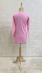 将图像加载到图库查看器中， Women&#39;s Lucknowi Handcrafted Pink Cotton Chikankari Top - NC050075