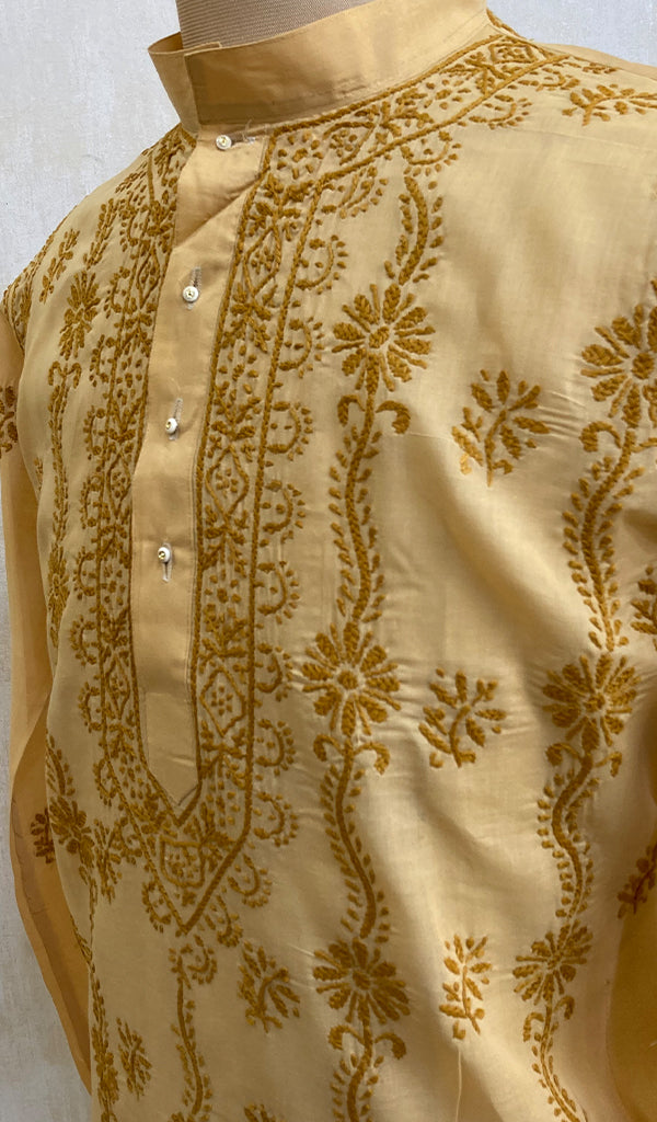 Men's Lucknowi Handcrafted Cotton Chikankari Kurta - NC053227