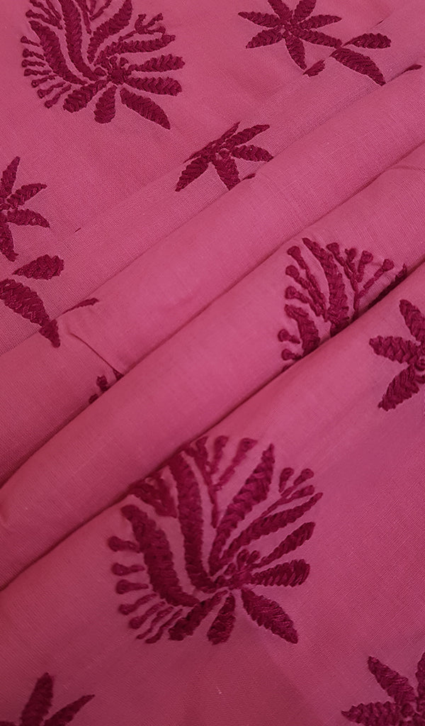 Women's Lucknowi Handcrafted Cotton Chikankari Unstitched Kurti Fabric - NC043740