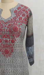 Load image into Gallery viewer, Women&#39;s Lucknowi Handcrafted Grey Rayon Chikankari Kurti - nc044377
