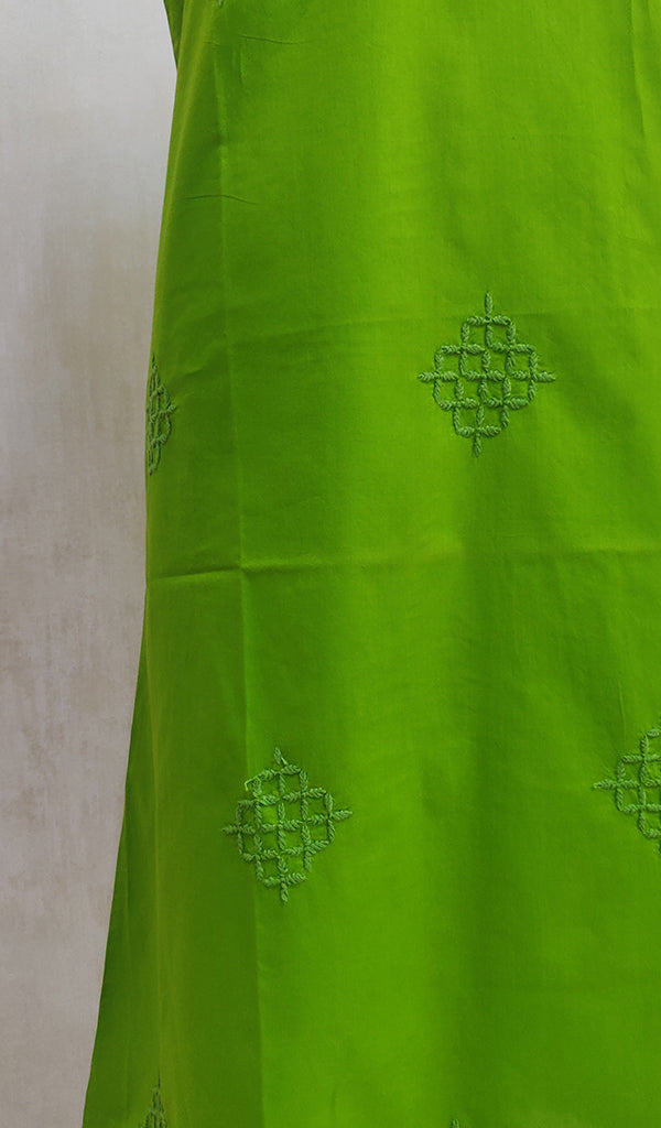 Women's Lucknowi Handcrafted Green Cotton Chikankari Kurti - NC044200-09